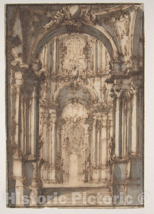 Art Print : Giovanni Battista Natali III - Design for a Stage Set (Recto)