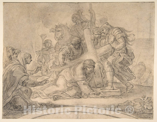 Art Print : Girolamo Starace - Christ Falls Under The Cross : Vintage Wall Art