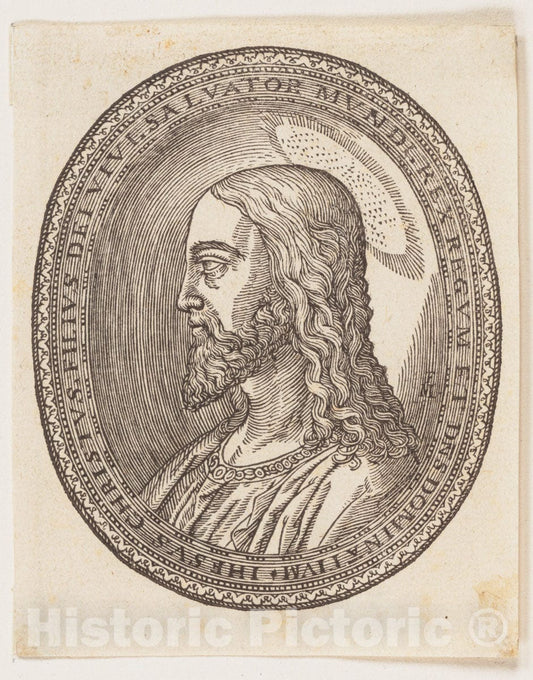 Art Print : Melchior Lorck - Christ, Left Profile : Vintage Wall Art