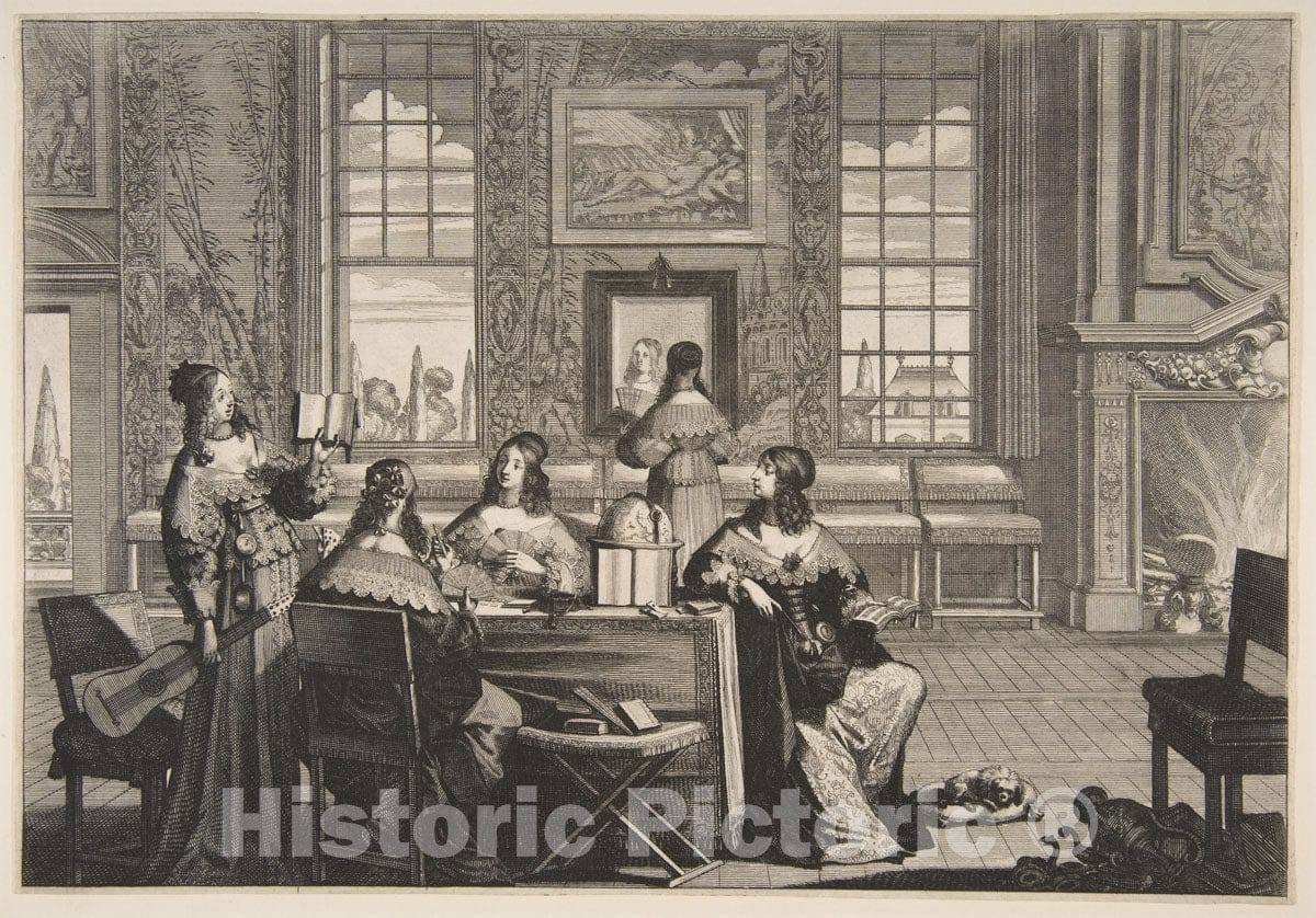 Art Print : Abraham Bosse - The Foolish Virgins Conversing 2 : Vintage Wall Art