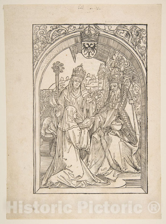 Art Print : Albrecht Dürer - Rosvitha Presenting The Comedies to The Emperor Otto I. Illustration from The Opera Hrosvita, 1501 : Vintage Wall Art