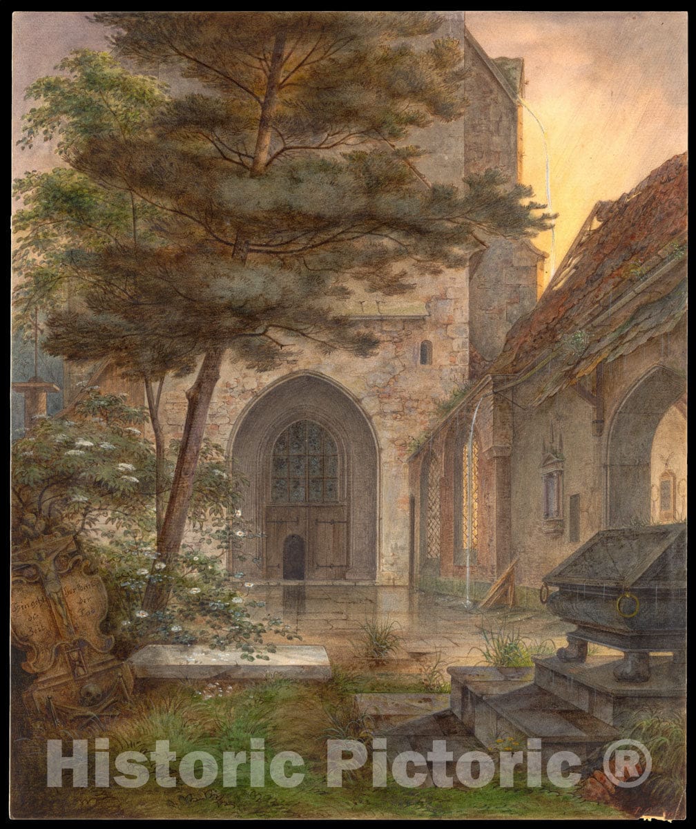 Art Print : Ernst Ferdinand Oehme - A Portal of a Church : Vintage Wall Art