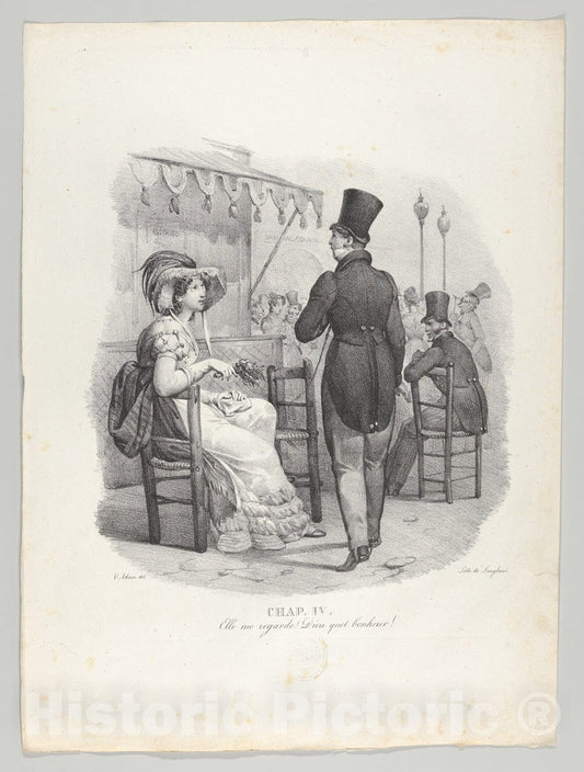 Art Print : Victor Adam - Chap. IV: Elle me Regard! Dieu quel Bonheur! (She Notices me! What Happiness!) : Vintage Wall Art