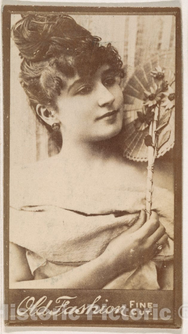 Photo Print : Actress with Fan, from The Actresses Series (N664) Promoting Old Fashion Fine Cut Tobacco : Vintage Wall Art