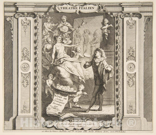 Art Print : Claude Gillot - Frontispice to Theatre Italien : Vintage Wall Art