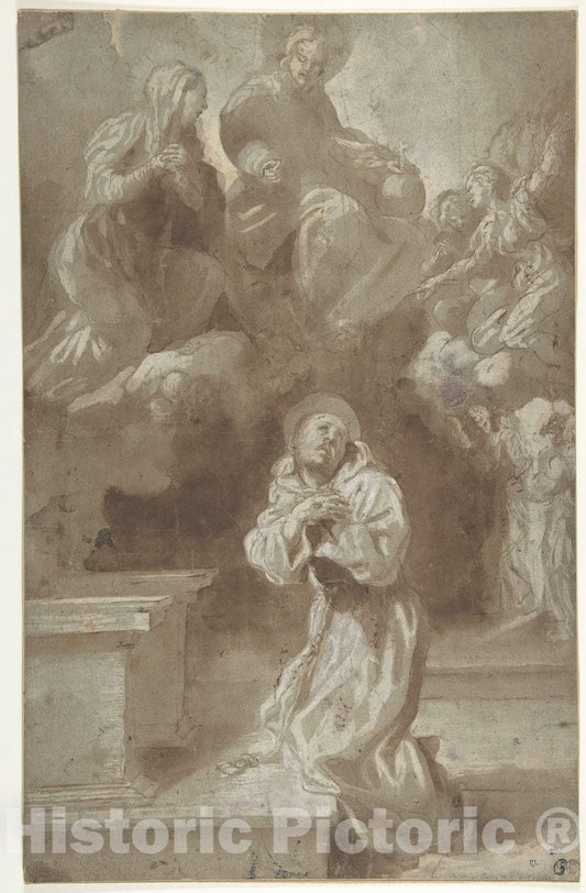 Art Print : Pietro Faccini - Christ and The Virgin Appearing to Saint Francis : Vintage Wall Art