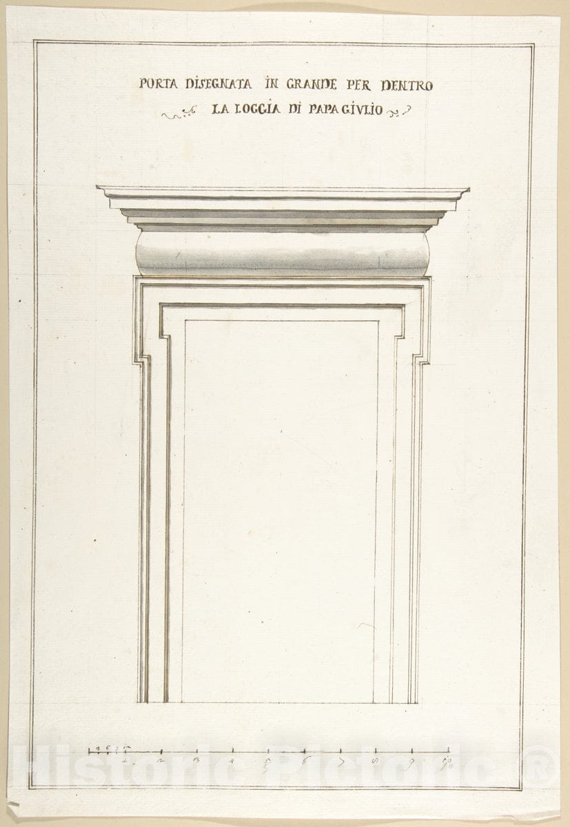 Art Print : Pietro Paolo Coccetti (Cocchetti) - Design Elevation for an Interior Door in The Loggia of Pope Julius III. : Vintage Wall Art