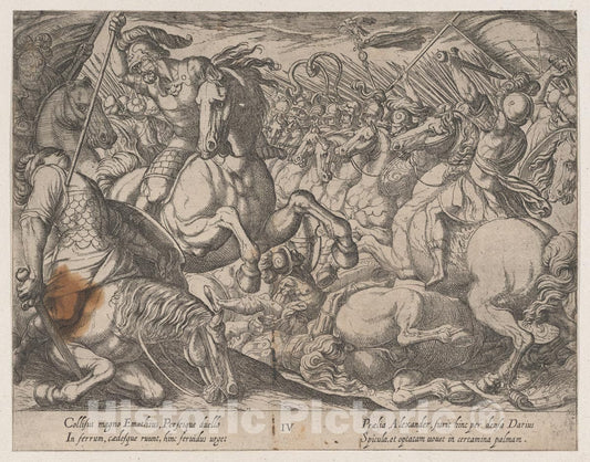 Art Print : Antonio Tempesta - Plate 4: Alexander Battling The Persians, from The Deeds of Alexander The Great : Vintage Wall Art