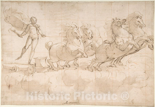 Art Print : Luca Cambiaso - Apollo Driving The Chariot of The Rising Sun. : Vintage Wall Art