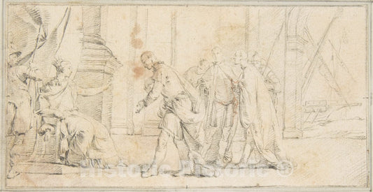 Art Print : Giovanni Battista Tiepolo - Illustration for a Book: Queen of Port City Receiving Envoys : Vintage Wall Art