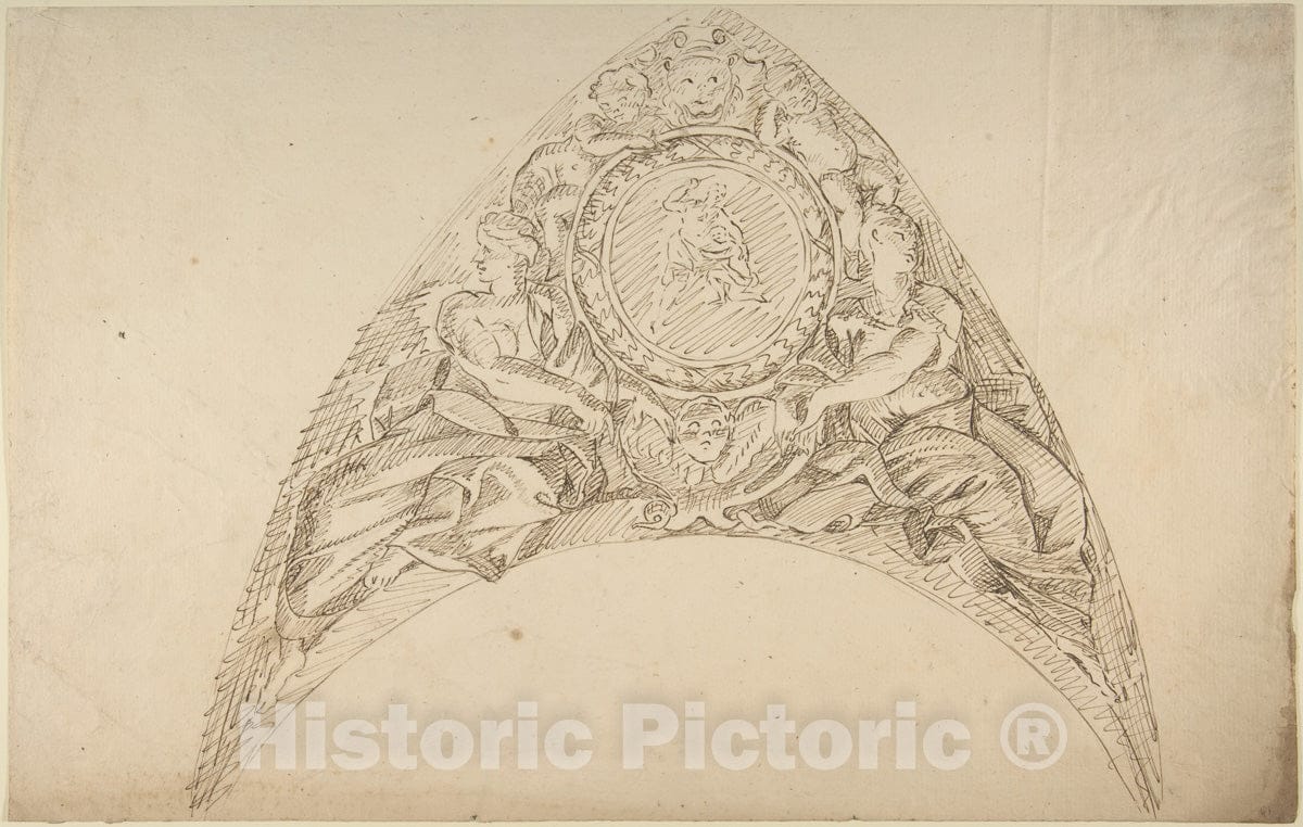 Art Print : Italian, Piedmontese, 18th Century - Design for a Pedentive Decoration 1 : Vintage Wall Art