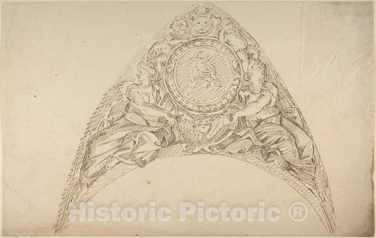 Art Print : Italian, Piedmontese, 18th Century - Design for a Pedentive Decoration 1 : Vintage Wall Art