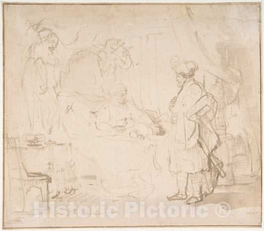 Art Print : Rembrandt (Rembrandt Van Rijn) - Potiphar's Wife Accusing Joseph Before her Husband : Vintage Wall Art