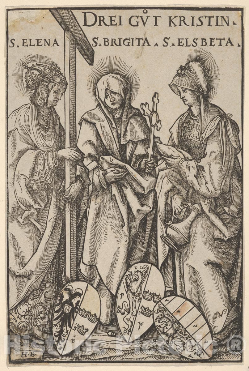 Art Print : Hans Burgkmair - The Three Christian Heroines (DREI Gut Kristin), from Heroes and Heroines : Vintage Wall Art