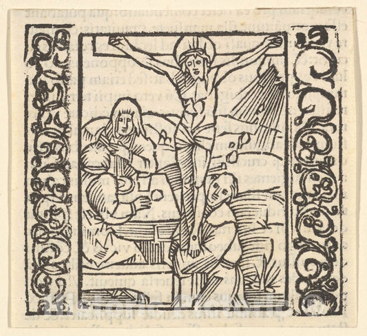 Art Print : Hans Baldung (Called Hans Baldung Grien) - Crucifixion by a Table, Illustration from Speculum Passionis, 1507 : Vintage Wall Art
