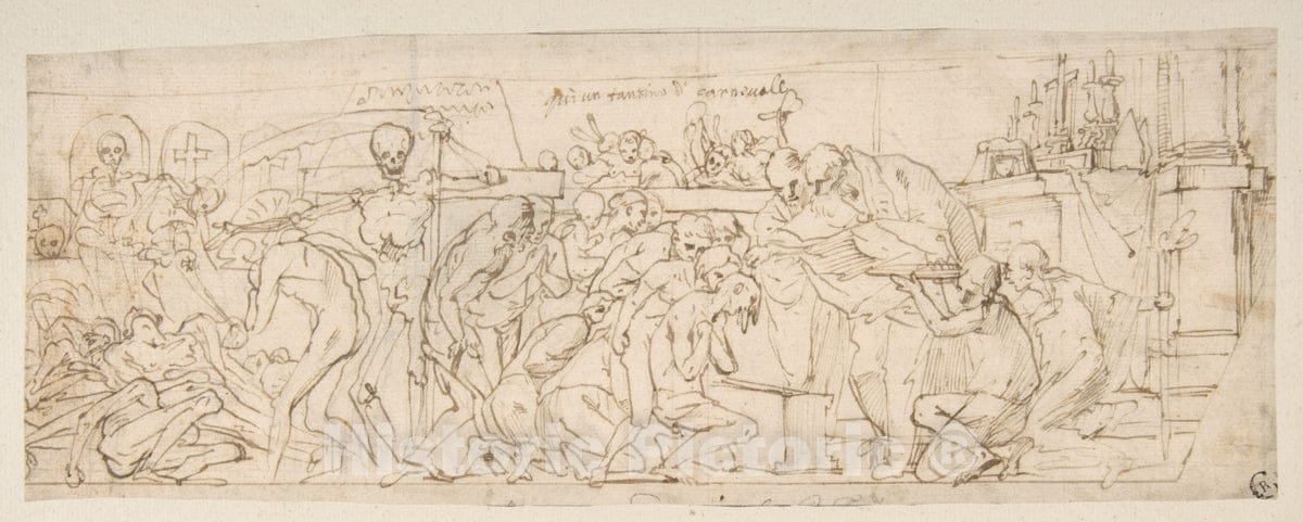 Art Print : Pietro Testa - Allegory of Penance and Death : Vintage Wall Art