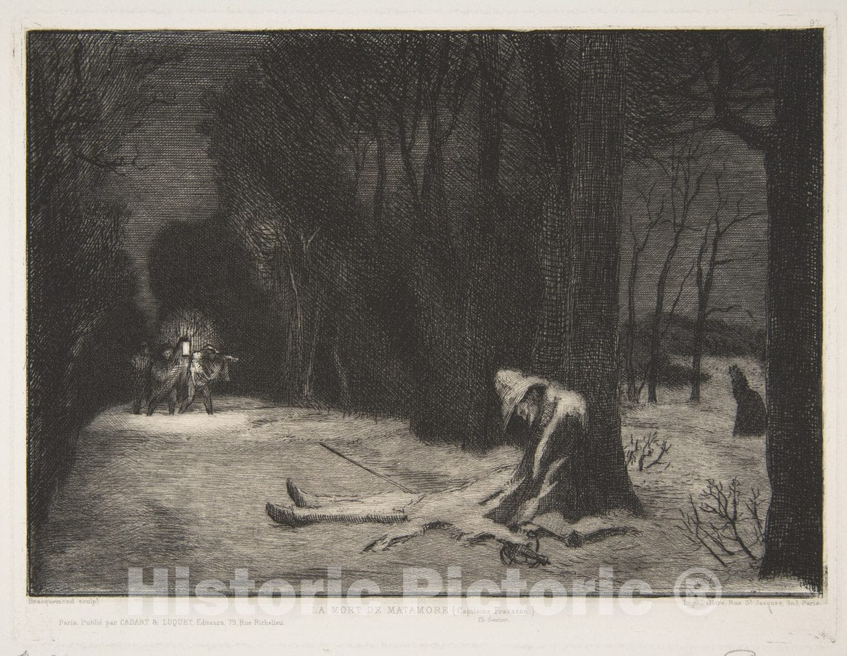 Art Print : Félix Bracquemond - The Death of Matamore : Vintage Wall Art