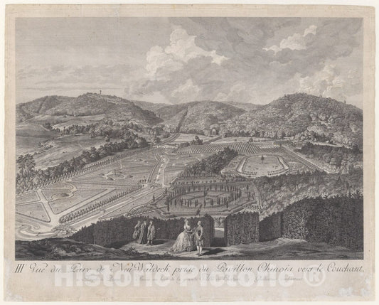 Art Print : IIIe Vue du PARC de Neu-Waldeck Prise du Pavillon Chinois vers le Couchant - Artist: Jakob Matthias Schmutzer - Created: 1782 : Vintage Wall Art
