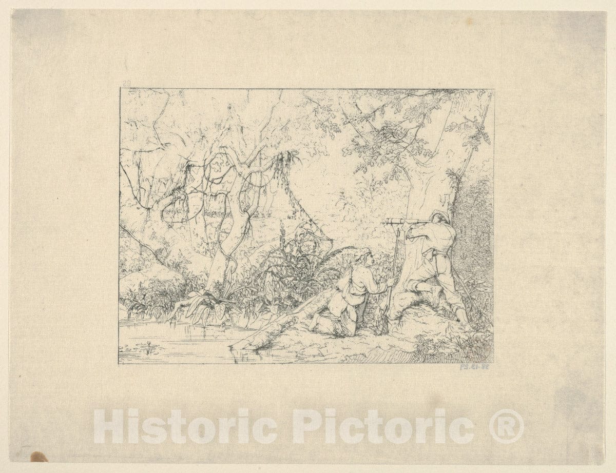 Art Print : Adalbert John Volck - Vicksburg Canal (from Confederate War Etchings) : Vintage Wall Art