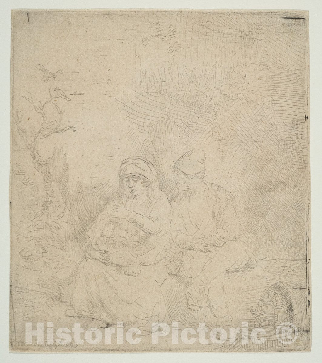 Art Print : Rembrandt (Rembrandt Van Rijn) - The Rest on The Flight into Egypt