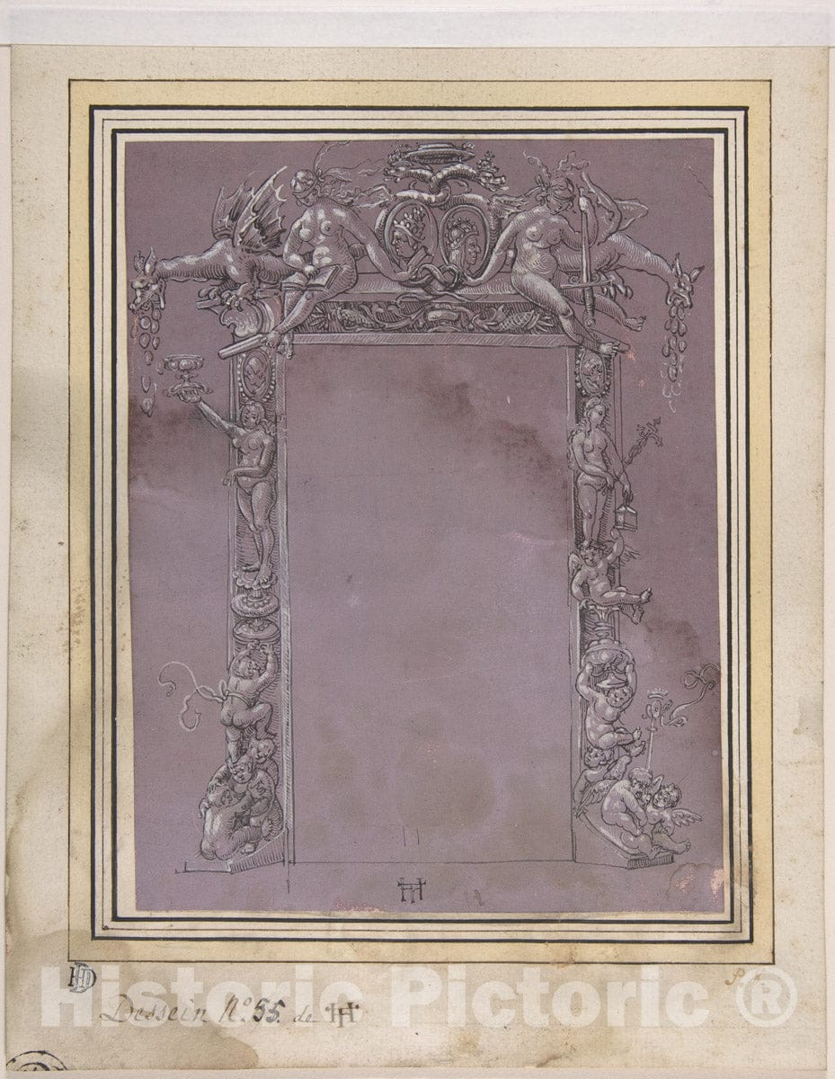Art Print : Monogrammist HT - Design for a Doorway : Vintage Wall Art