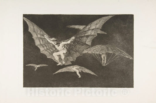 Art Print : Goya - Plate 13 from The 'Disparates': A Way of Flying : Vintage Wall Art