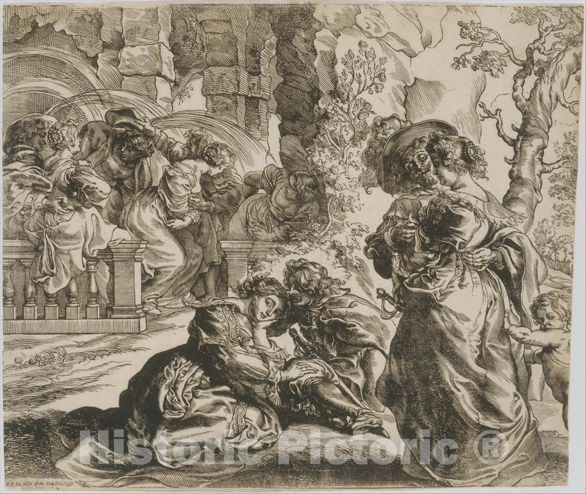 Art Print : Christoffel Jegher - The Garden of Love (Right Block) : Vintage Wall Art