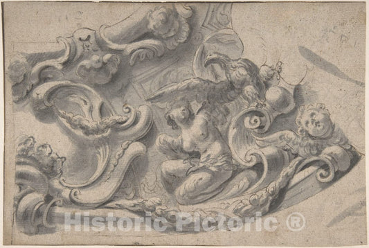 Art Print : Italian, First Half of The 18th Century - Design for a Decorative Cornice : Vintage Wall Art