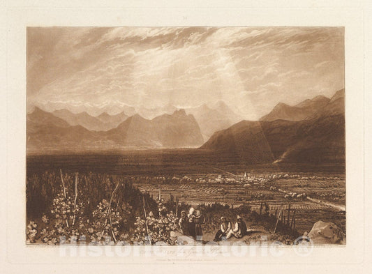 Art Print : Designed and Etched by Joseph Mallord William Turner - Chain of Alps from Grenoble to Chamberi (Liber Studiorum, Part X, Plate 49) : Vintage Wall Art