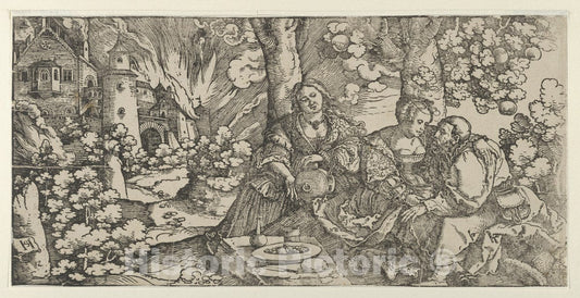Art Print : Hans Schäufelein - Loth and his Daughters : Vintage Wall Art