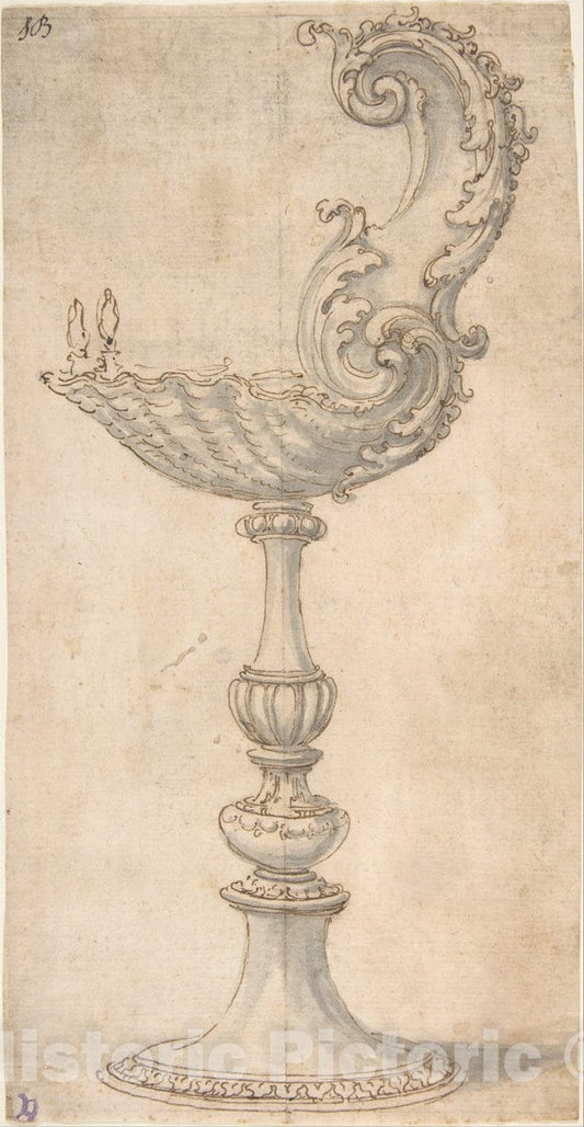 Art Print : Giovanni Battista Foggini - Design for a Cup or Reliquary Composed of a Shell and S-Volute. : Vintage Wall Art