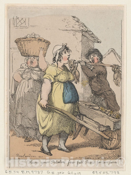 Art Print : Thomas Rowlandson - Here's Your Potatoes, Four Full Pounds for Two Pence : Vintage Wall Art