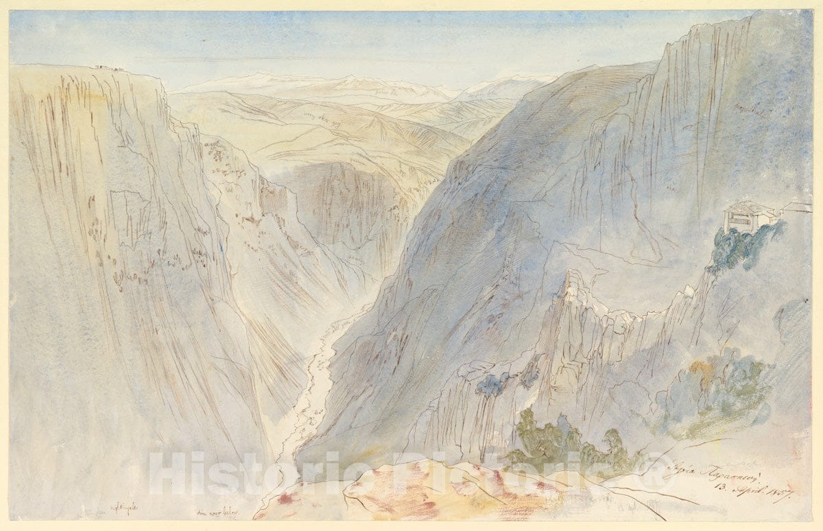 Art Print : Edward Lear - Agia Paraskevi, Epirus, Greece : Vintage Wall Art