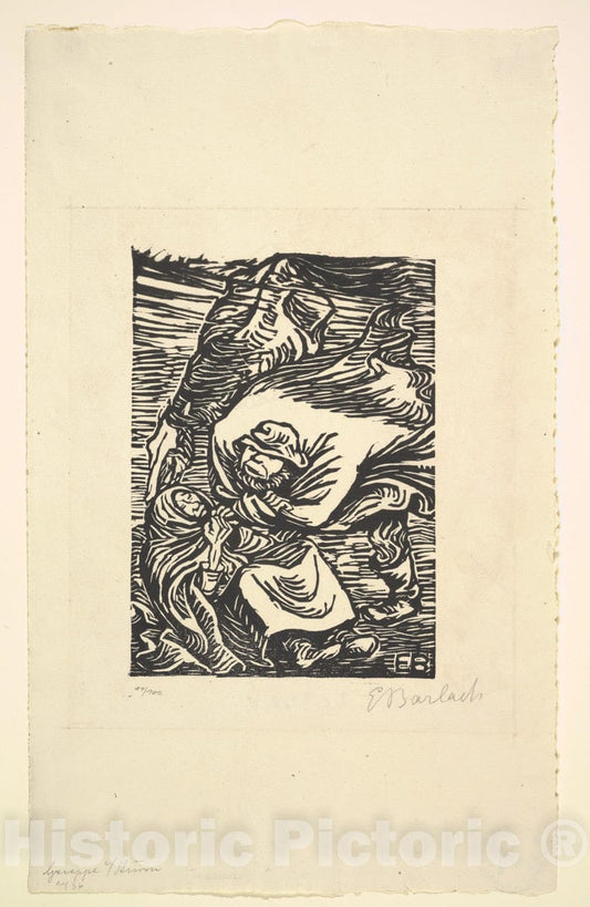 Art Print : Ernst Barlach - Group in a Storm (Gruppe im Sturm) : Vintage Wall Art