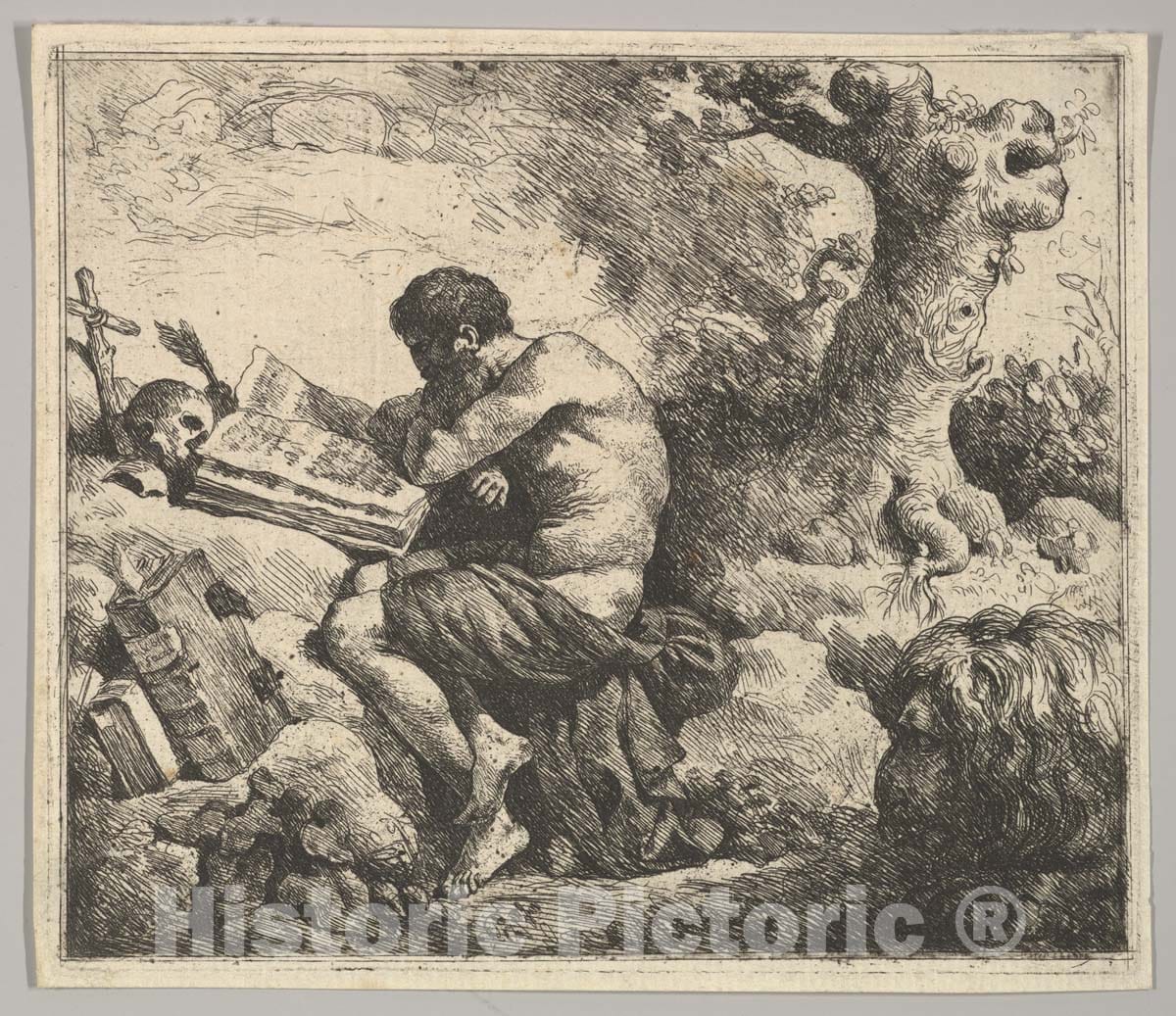 Art Print : Jean Jacques Lagrenée - St. Jerome in a Landscape 3 : Vintage Wall Art