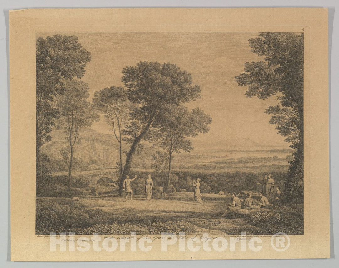 Art Print : Claude Lorrain (Claude Gellée) - Dance Under The Trees (Landscape with Rural Dance) : Vintage Wall Art