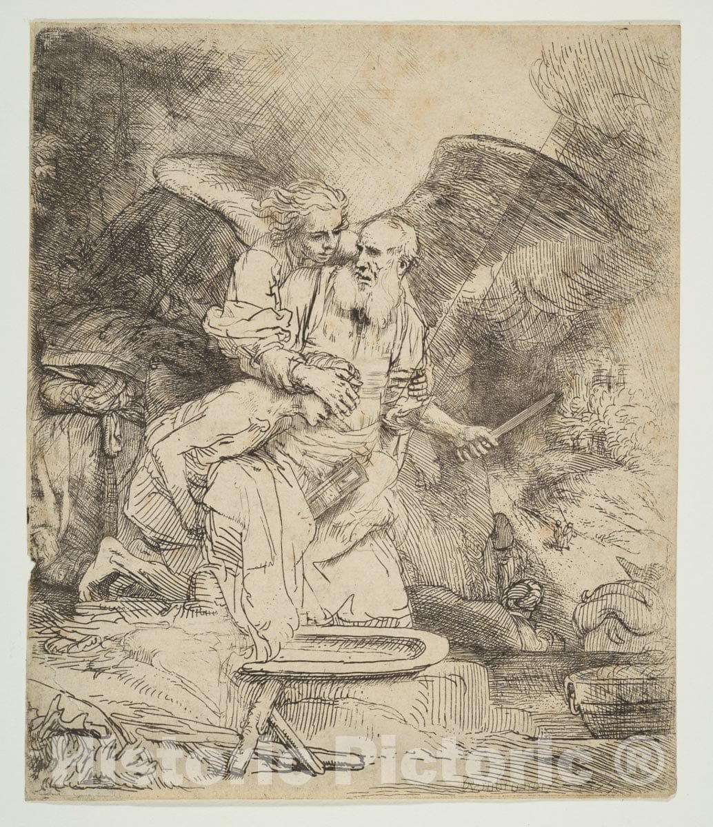 Art Print : Rembrandt (Rembrandt Van Rijn) - Abraham's Sacrifice : Vintage Wall Art