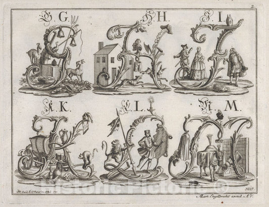 Art Print : Johann David Nessenthaler - Decorated Roman Alphabet 3 : Vintage Wall Art