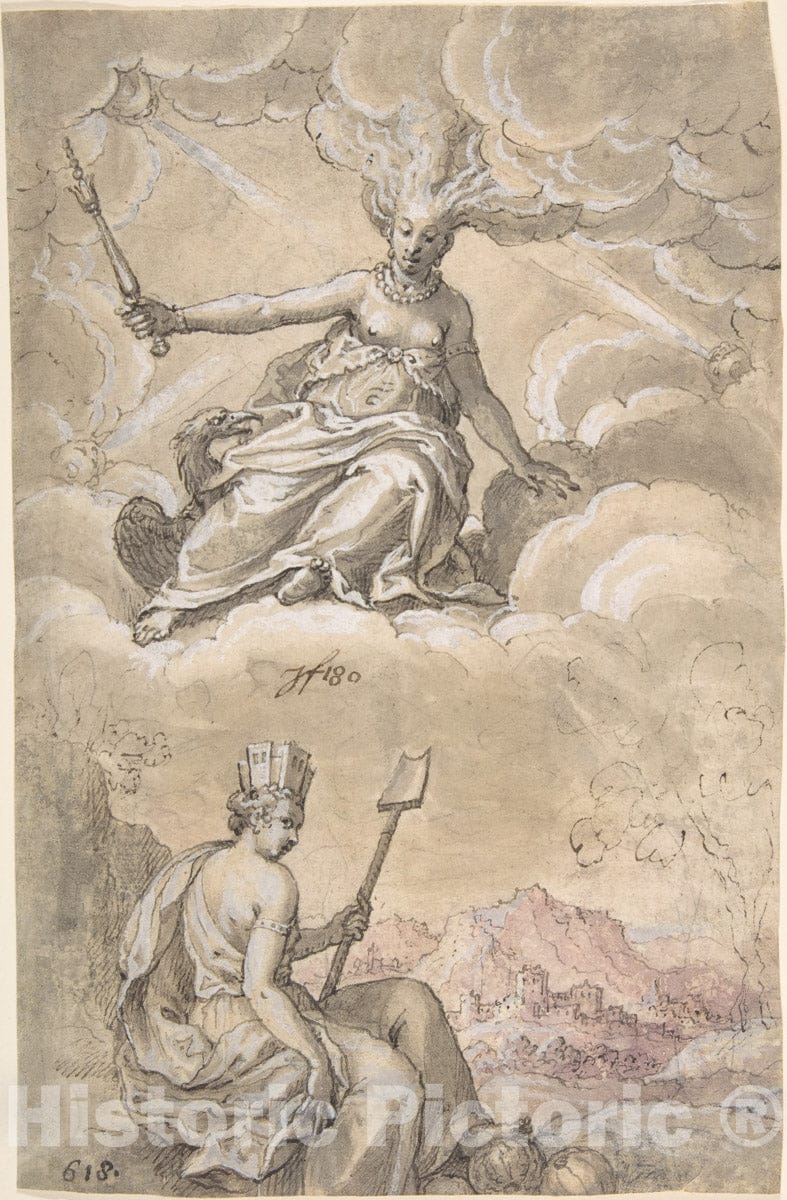Art Print : Bartholomäus Reiter - Allegory of Air and Earth : Vintage Wall Art