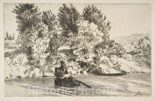 Art Print : Félix Bracquemond - Fisherman with a Net : Vintage Wall Art