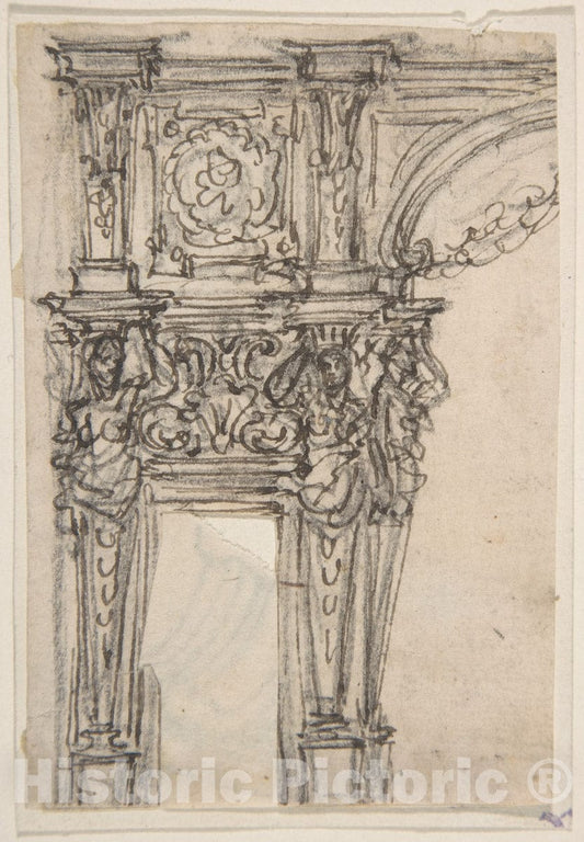 Art Print : Giovanni Battista Foggini - Design for a Proscenium or Monumental Alcove : Vintage Wall Art