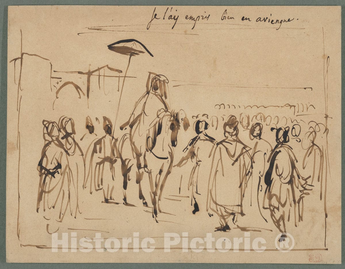 Art Print : Eugène Delacroix - Study for The Sultan of Morocco and His Entourage 3 : Vintage Wall Art