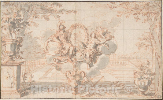 Art Print : French, 18th Century - Allegory of Spring, After Sébastien Leclerc : Vintage Wall Art