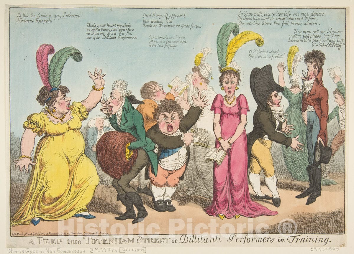 Art Print : Charles Williams - A Peep into Tottenham Street or Dillitanti Performers in Training : Vintage Wall Art