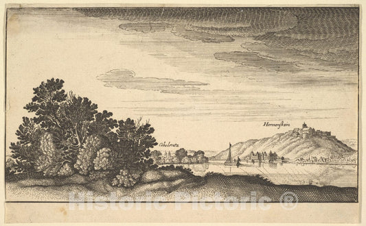 Art Print : Wenceslaus Hollar - Landscape Showing Coblentz and Harmenstein, Copy : Vintage Wall Art
