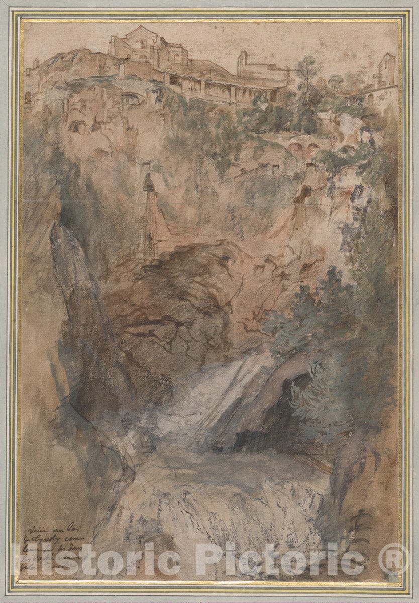 Art Print : Nicolas Delobel - View of The Cascades at Tivoli : Vintage Wall Art