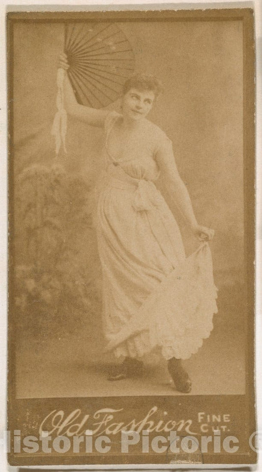 Photo Print : Dancer Holding Fan, from The Actresses Series (N664) Promoting Old Fashion Fine Cut Tobacco : Vintage Wall Art