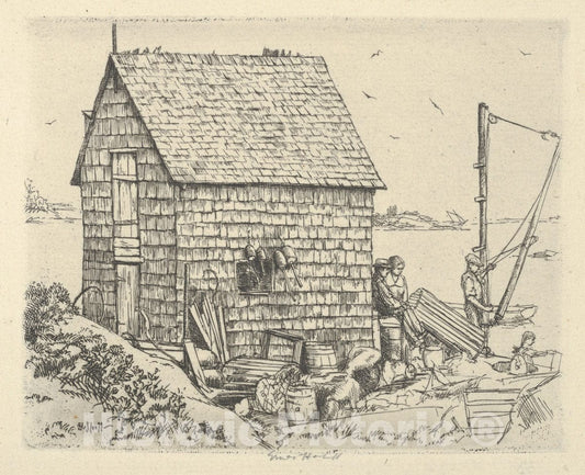 Art Print : Ernest Haskell - Fish House Idyll : Vintage Wall Art