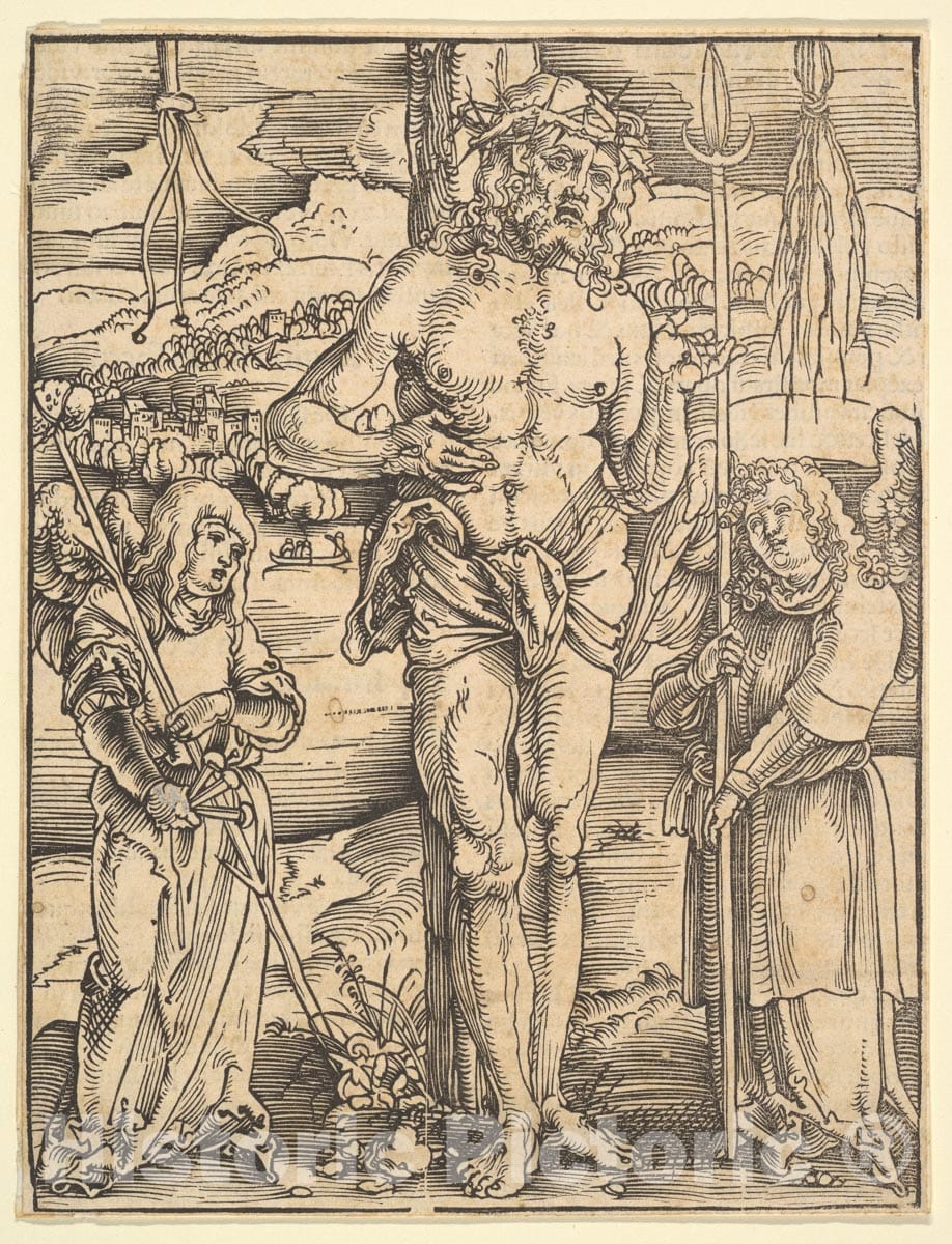 Art Print : Hans Baldung (Called Hans Baldung Grien) - Man of Sorrows from Ulrich Pinder, Speculum Passionis Domini Nostri Ihesu Christi : Vintage Wall Art