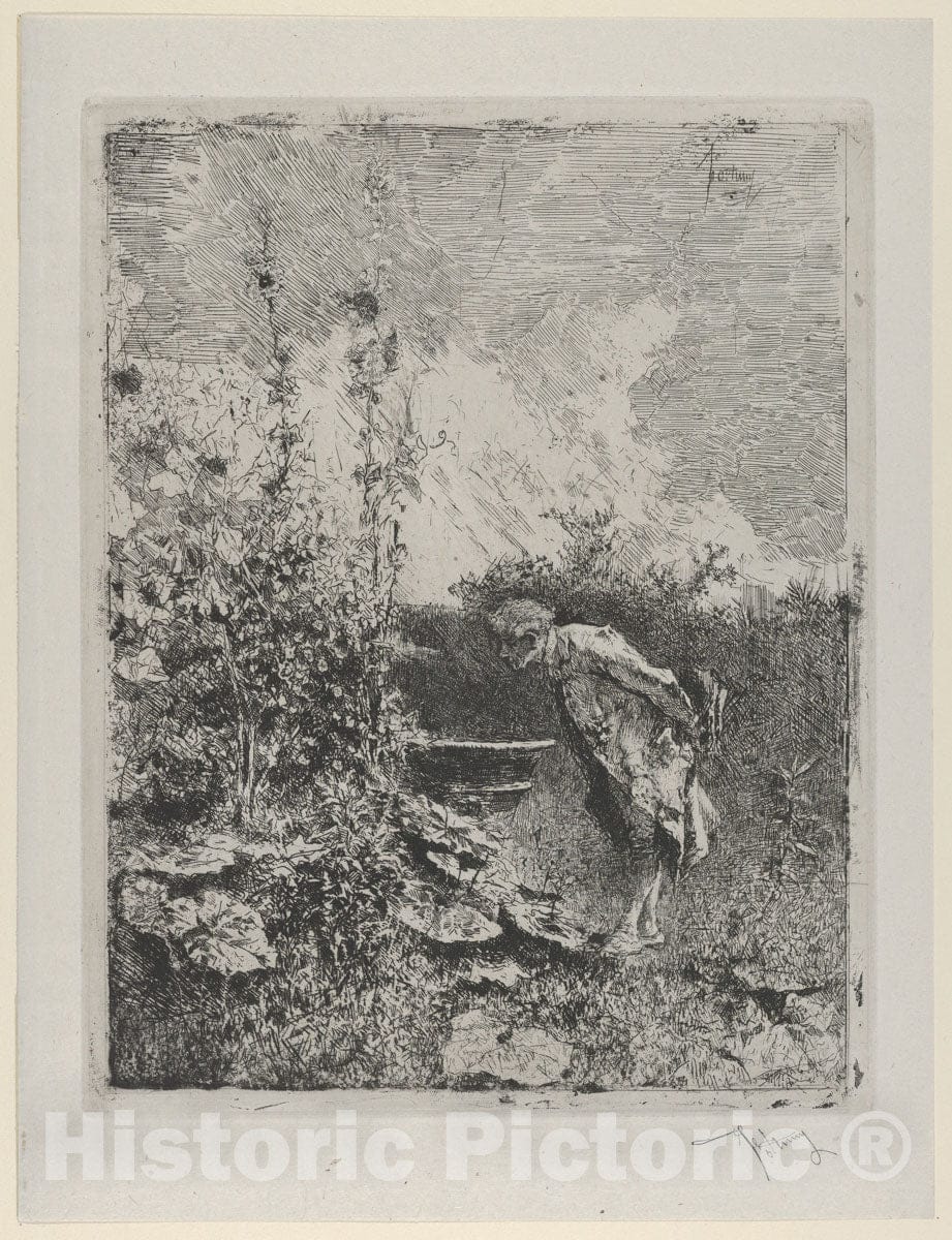 Art Print : Mariano Fortuny, 1838–1874 - The Botanist: a Man in a Garden Examining its Contents : Vintage Wall Art